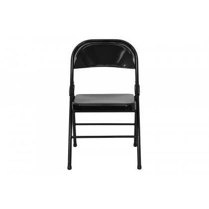 BLNK HERCULES Series Triple Braced and Double Hinged Metal Folding Chair - Black