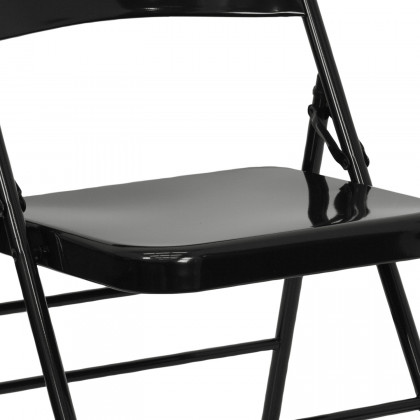 BLNK HERCULES Series Triple Braced and Double Hinged Metal Folding Chair - Black
