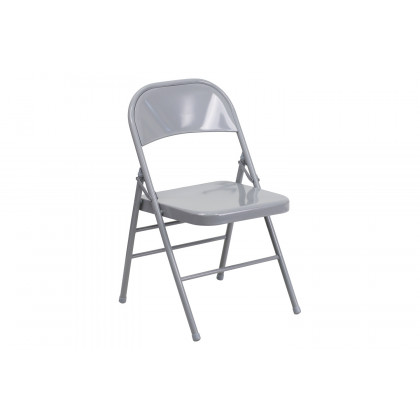 BLNK HERCULES Series Triple Braced and Double Hinged Metal Folding Chair - Gray