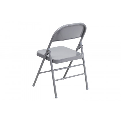 BLNK HERCULES Series Triple Braced and Double Hinged Metal Folding Chair - Gray