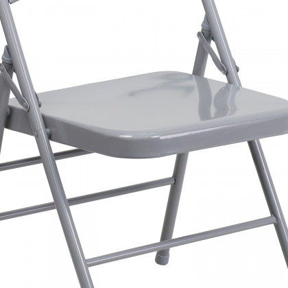 BLNK HERCULES Series Triple Braced and Double Hinged Metal Folding Chair - Gray