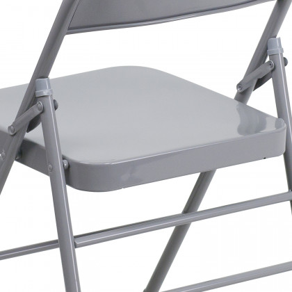 BLNK HERCULES Series Triple Braced and Double Hinged Metal Folding Chair - Gray