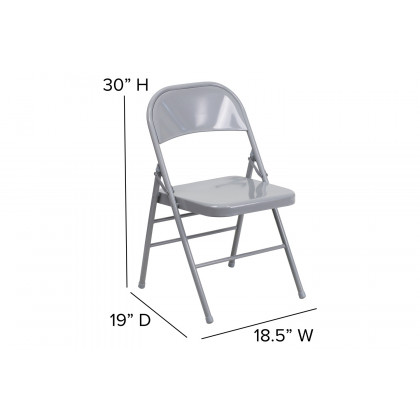 BLNK HERCULES Series Triple Braced and Double Hinged Metal Folding Chair - Gray