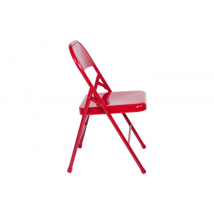 BLNK HERCULES Series Triple Braced and Double Hinged Metal Folding Chair - Red