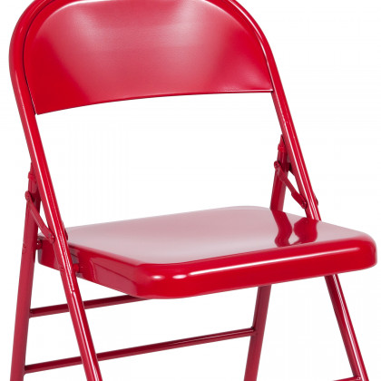 BLNK HERCULES Series Triple Braced and Double Hinged Metal Folding Chair - Red