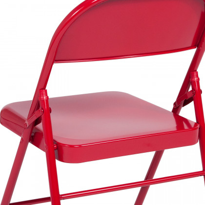 BLNK HERCULES Series Triple Braced and Double Hinged Metal Folding Chair - Red
