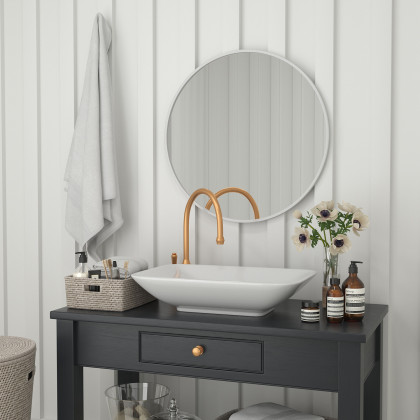 BLNK Julianne Style 2 Round Metal Framed Wall Mirror - Silver, 30"D