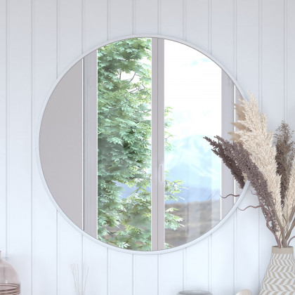 BLNK Julianne Style 2 Round Metal Framed Wall Mirror - Silver, 30"D