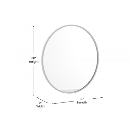 BLNK Julianne Style 2 Round Metal Framed Wall Mirror - Silver, 30"D