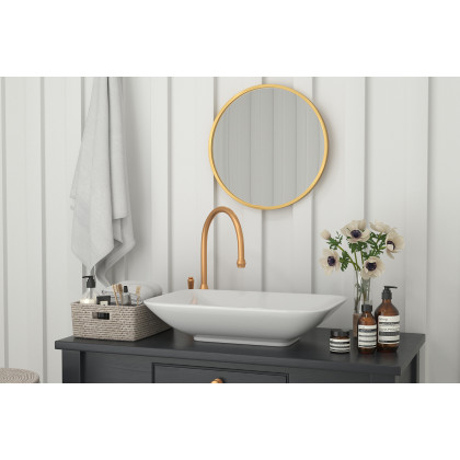 BLNK Julianne Style 2 Round Metal Framed Wall Mirror - Gold, 20"D