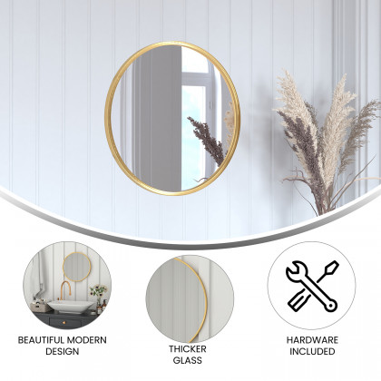 BLNK Julianne Style 2 Round Metal Framed Wall Mirror - Gold, 20"D