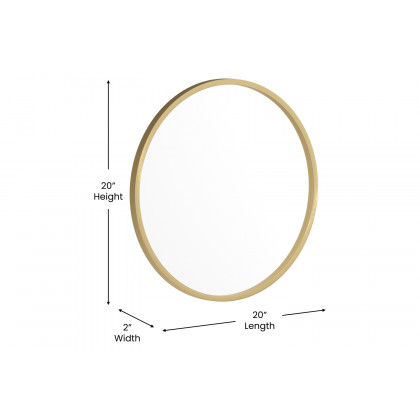 BLNK Julianne Style 2 Round Metal Framed Wall Mirror - Gold, 20"D