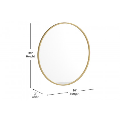BLNK Julianne Style 2 Round Metal Framed Wall Mirror - Gold, 30"D