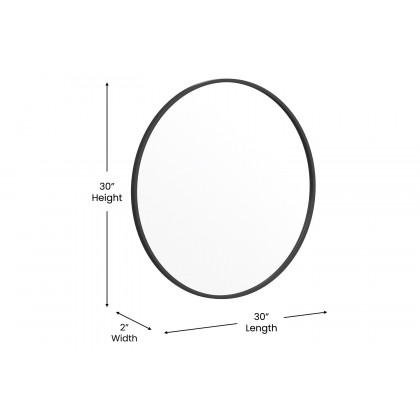 BLNK Julianne Style 2 Round Metal Framed Wall Mirror - Black, 30"D