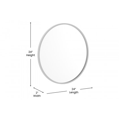 BLNK Julianne Style 2 Round Metal Framed Wall Mirror - Silver, 24"D
