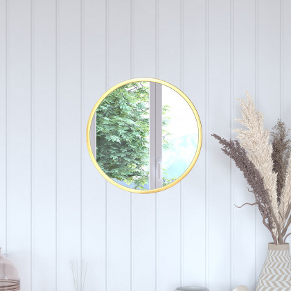 BLNK Julianne Style 2 Round Metal Framed Wall Mirror - Gold, 16"D