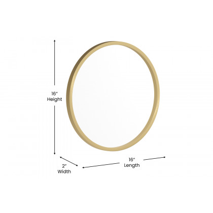 BLNK Julianne Style 2 Round Metal Framed Wall Mirror - Gold, 16"D