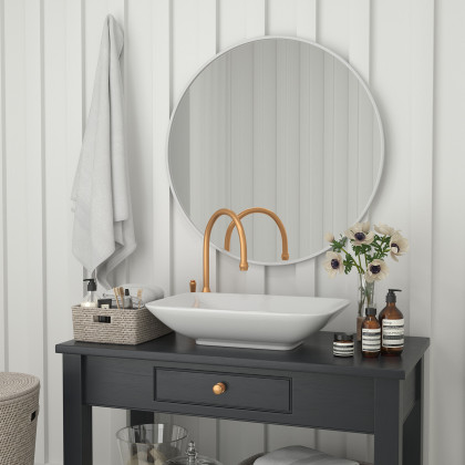 BLNK Julianne Style 2 Round Metal Framed Wall Mirror - Silver, 36"D