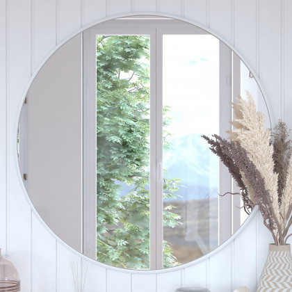 BLNK Julianne Style 2 Round Metal Framed Wall Mirror - Silver, 36"D