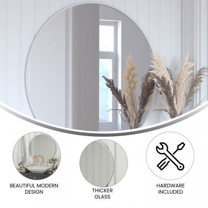 BLNK Julianne Style 2 Round Metal Framed Wall Mirror - Silver, 36"D