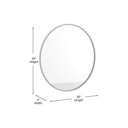 BLNK Julianne Style 2 Round Metal Framed Wall Mirror - Silver, 36"D