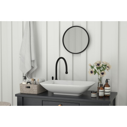 BLNK Julianne Style 2 Round Metal Framed Wall Mirror - Black, 16"D