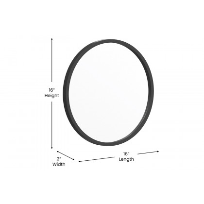 BLNK Julianne Style 2 Round Metal Framed Wall Mirror - Black, 16"D