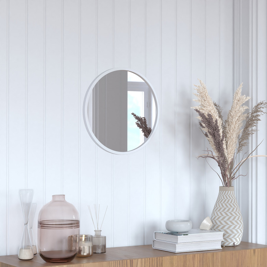 BLNK Julianne Style 2 Round Metal Framed Wall Mirror - Silver, 16"D