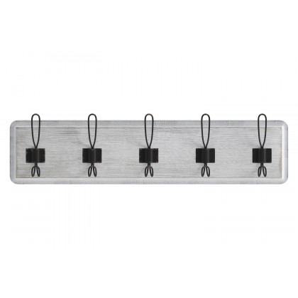 BLNK Daly Wall Mounted Solid Pine Wood Storage Rack with 5 Hooks - Whitewashed