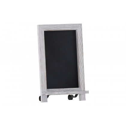 BLNK Canterbury Whitewashed Tabletop Magnetic Chalkboard Sign with Metal Scrolled Legs - 9.5"W x 14"H