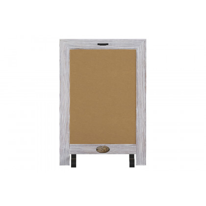 BLNK Canterbury Whitewashed Tabletop Magnetic Chalkboard Sign with Metal Scrolled Legs - 9.5"W x 14"H