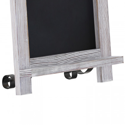 BLNK Canterbury Whitewashed Tabletop Magnetic Chalkboard Sign with Metal Scrolled Legs - 9.5"W x 14"H