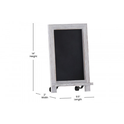 BLNK Canterbury Whitewashed Tabletop Magnetic Chalkboard Sign with Metal Scrolled Legs - 9.5"W x 14"H