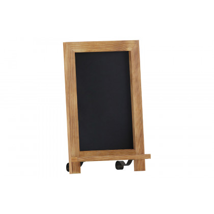 BLNK Canterbury Torched Wood Tabletop Magnetic Chalkboard Sign with Metal Scrolled Legs - 9.5"W x 14"H