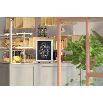 BLNK Canterbury Rustic Blue Tabletop Magnetic Chalkboard Sign with Metal Scrolled Legs - 12"W x 17"H