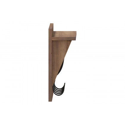 BLNK Daly Wall Mounted Solid Pine Wood Storage Rack with Upper Shelf and 5 Hooks - Rustic Brown