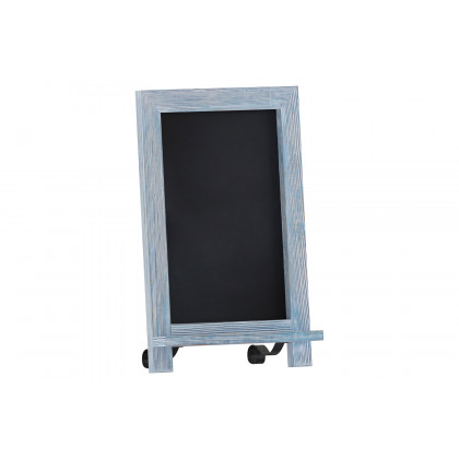 BLNK Canterbury Rustic Blue Tabletop Magnetic Chalkboard Sign with Metal Scrolled Legs - 9.5"W x 14"H