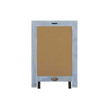 BLNK Canterbury Rustic Blue Tabletop Magnetic Chalkboard Sign with Metal Scrolled Legs - 9.5"W x 14"H
