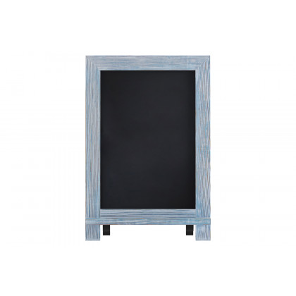 BLNK Canterbury Rustic Blue Tabletop Magnetic Chalkboard Sign with Metal Scrolled Legs - 9.5"W x 14"H