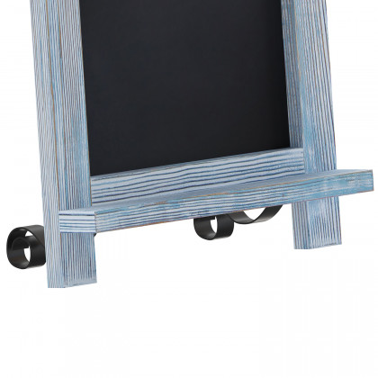BLNK Canterbury Rustic Blue Tabletop Magnetic Chalkboard Sign with Metal Scrolled Legs - 9.5"W x 14"H