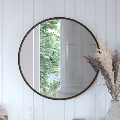 BLNK Jennifer Round Metal Framed Wall Mirror - Bronze