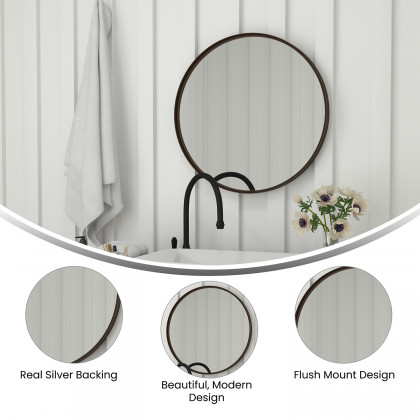 BLNK Jennifer Round Metal Framed Wall Mirror - Bronze