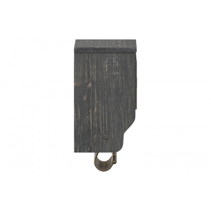 BLNK Daly Wall Mounted Solid Pine Wood Storage Rack with Upper Shelf, 5 Hooks and Wire Baskets - Blackwashed