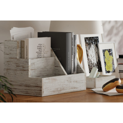 BLNK Comerford Wooden Organizer Set 3 Piece - Whitewashed