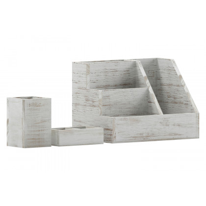 BLNK Comerford Wooden Organizer Set 3 Piece - Whitewashed