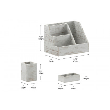 BLNK Comerford Wooden Organizer Set 3 Piece - Whitewashed