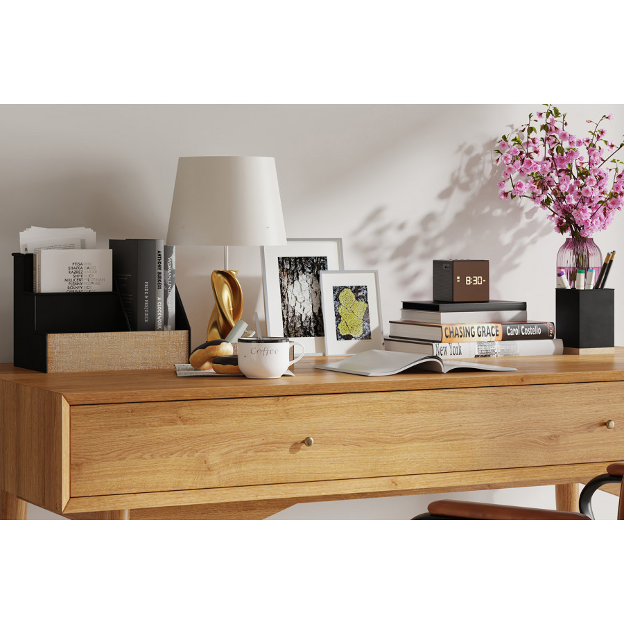 BLNK Comerford Metal and Rustic Wood Organizer Set 3 Piece - Black