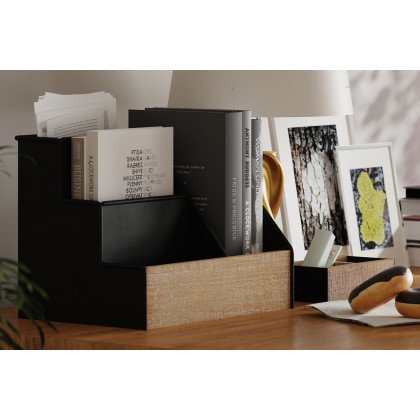 BLNK Comerford Metal and Rustic Wood Organizer Set 3 Piece - Black