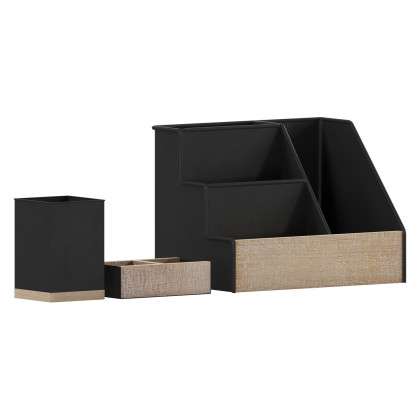 BLNK Comerford Metal and Rustic Wood Organizer Set 3 Piece - Black