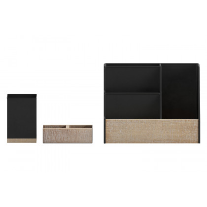 BLNK Comerford Metal and Rustic Wood Organizer Set 3 Piece - Black